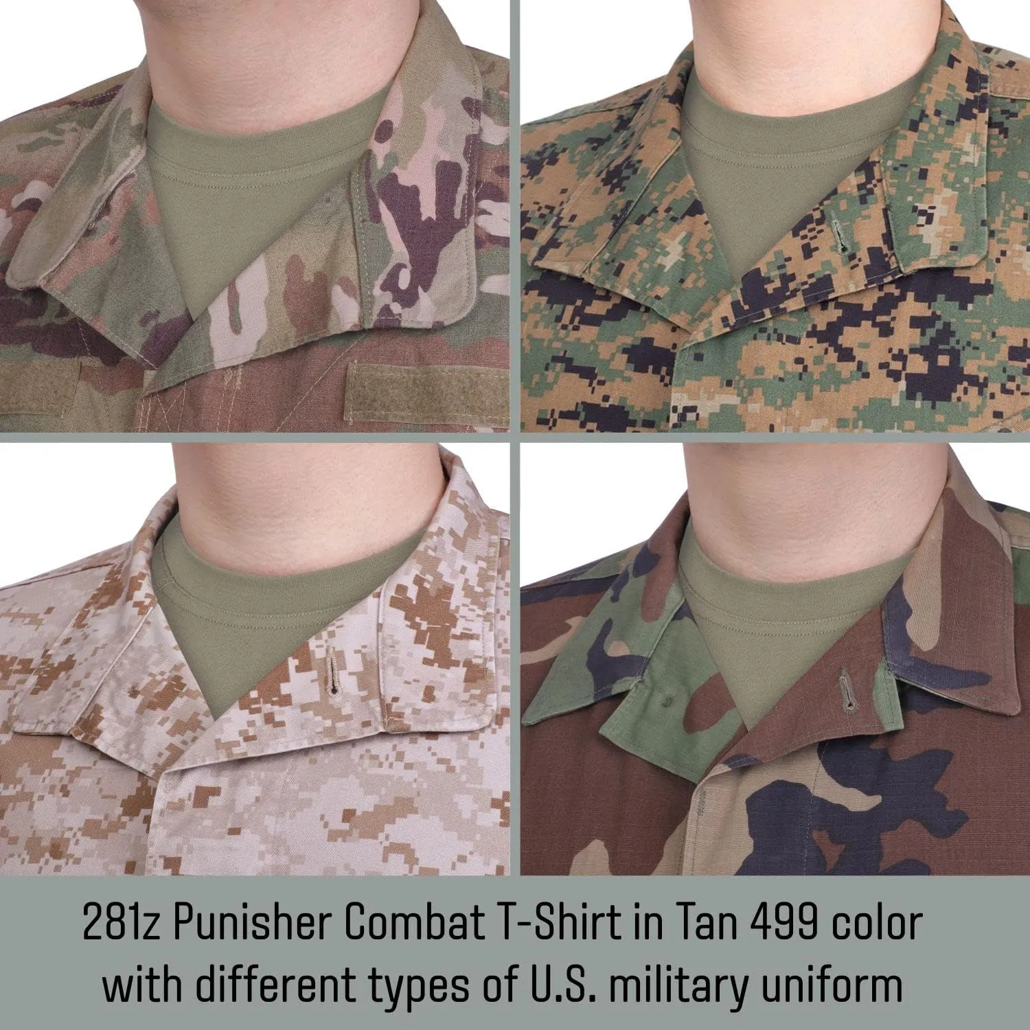 281Z Mens Military Stretch Cotton Long Sleeve T-Shirt - Tactical Hiking Outdoor Undershirt - Punisher Combat Line