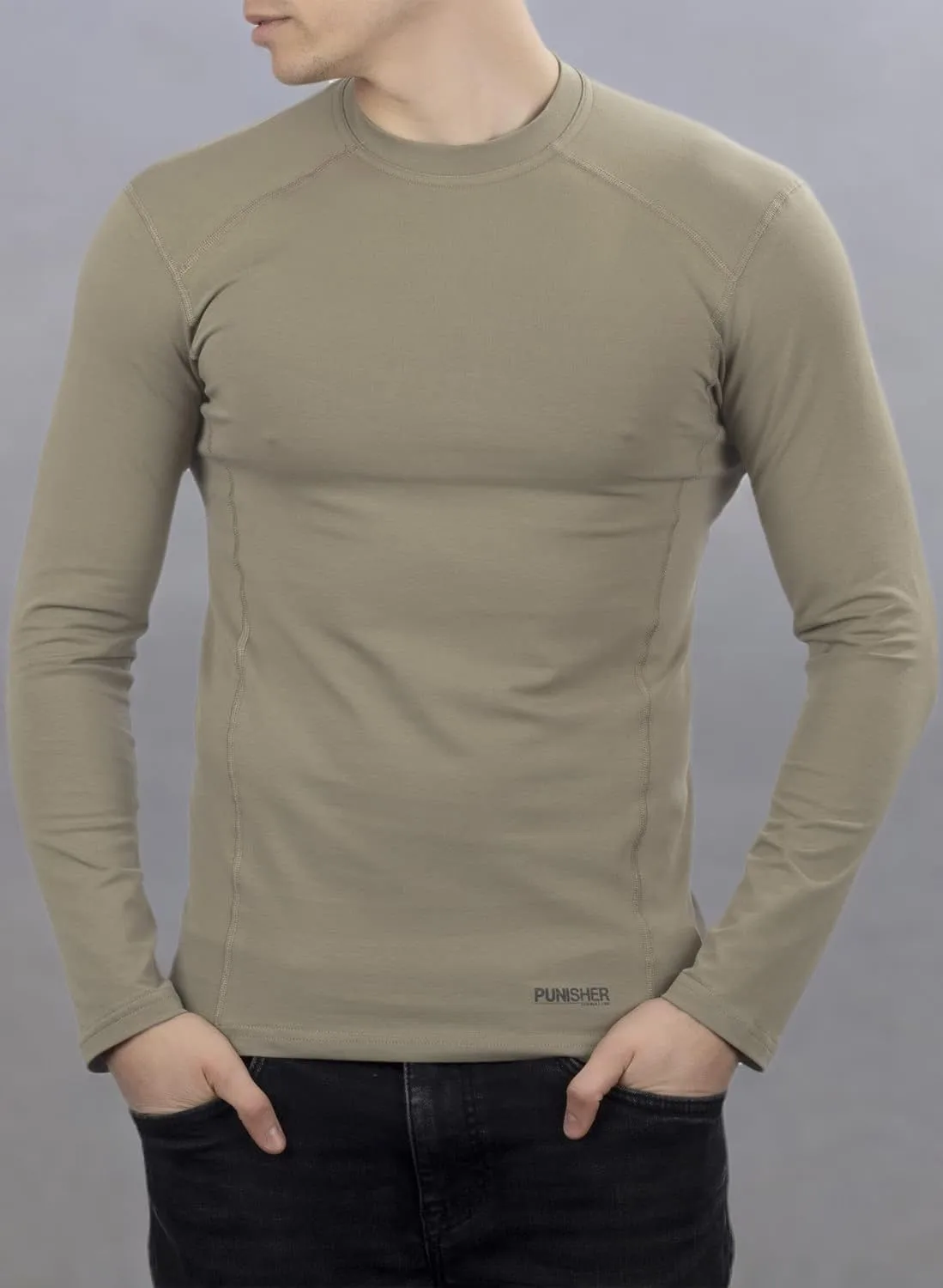 281Z Mens Military Stretch Cotton Long Sleeve T-Shirt - Tactical Hiking Outdoor Undershirt - Punisher Combat Line