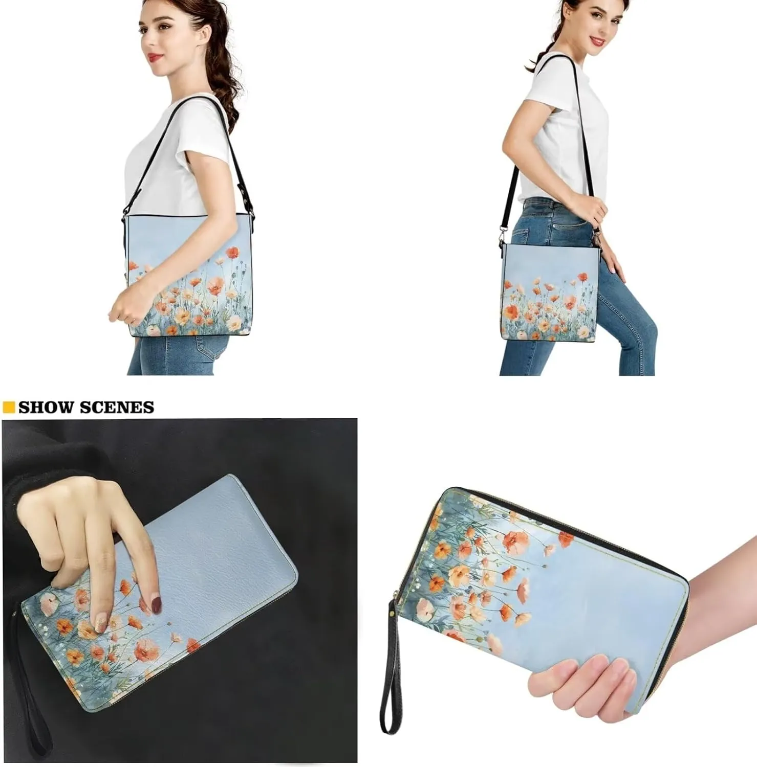 2pcs Purses For Women Wallet Shoulder Bag Top Handle Hand for Daliy Use