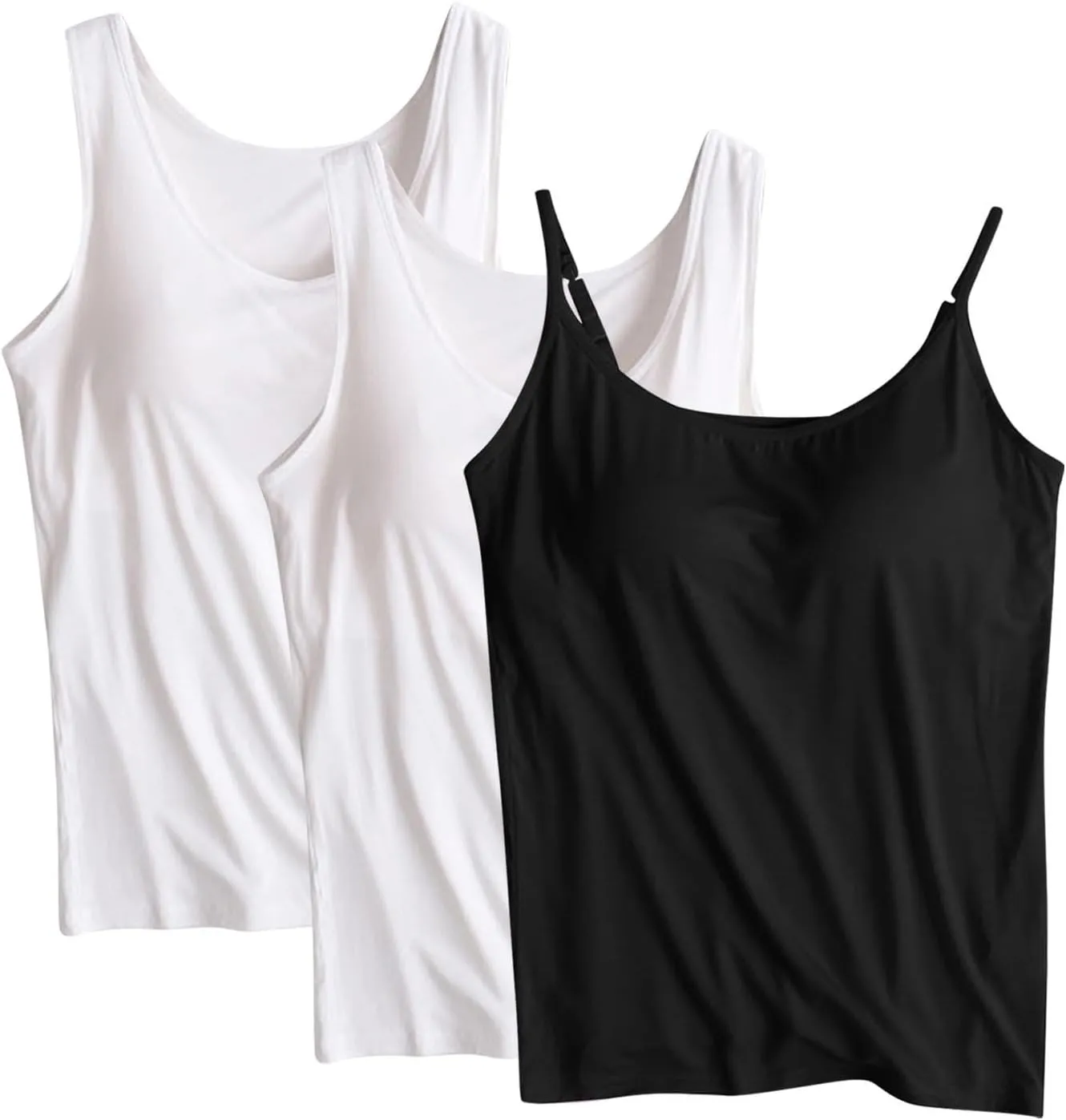 3PCS T-Shirt with Built-in Bra Women Workout Yoga Tank Tops Sleeveless Padded Bra Soft Comfy Camisole Athletic Shirts