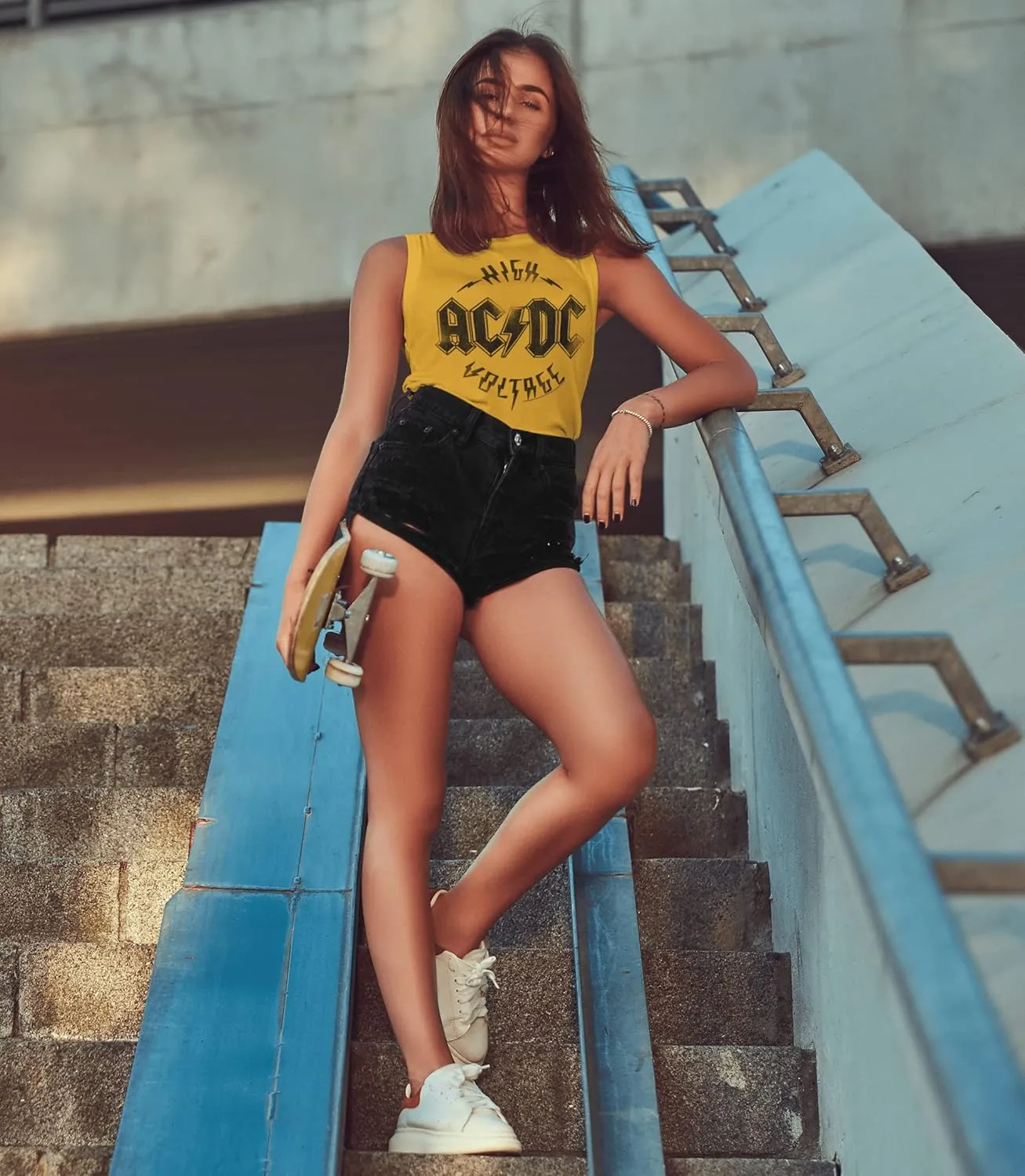 ACDC Rock Band High Voltage Album Ladies Muscle Tank Top