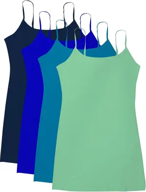 Active Basic Junior Women's Casual Plain Layering Camisole Cami Top Tank - 4 Pack