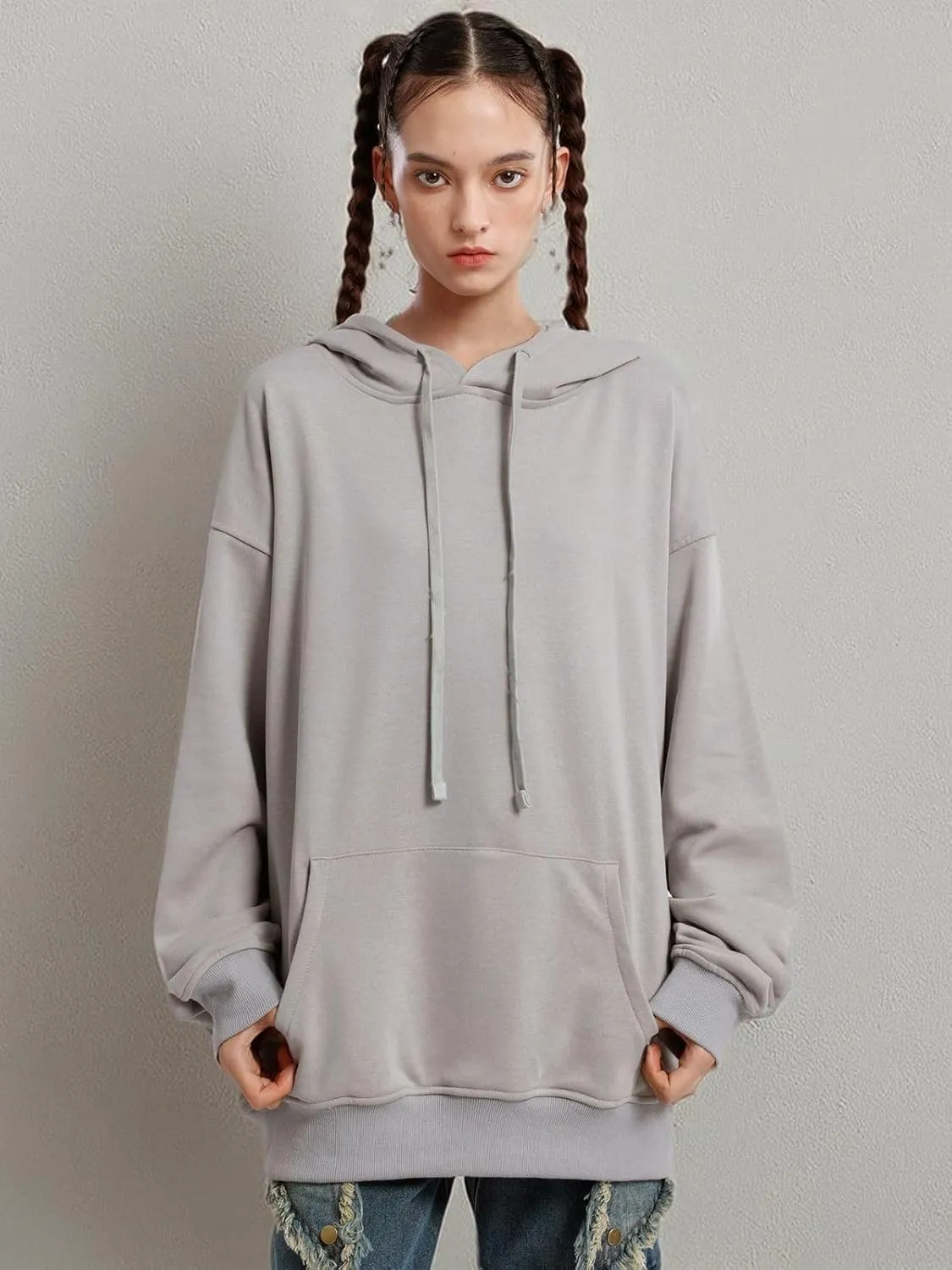 Aelfric Eden Embroidery Hoodies Oversized Y2k Hooded Sweatshirts Unisex Solid Color Hoodie Streetwear Pullover Tops
