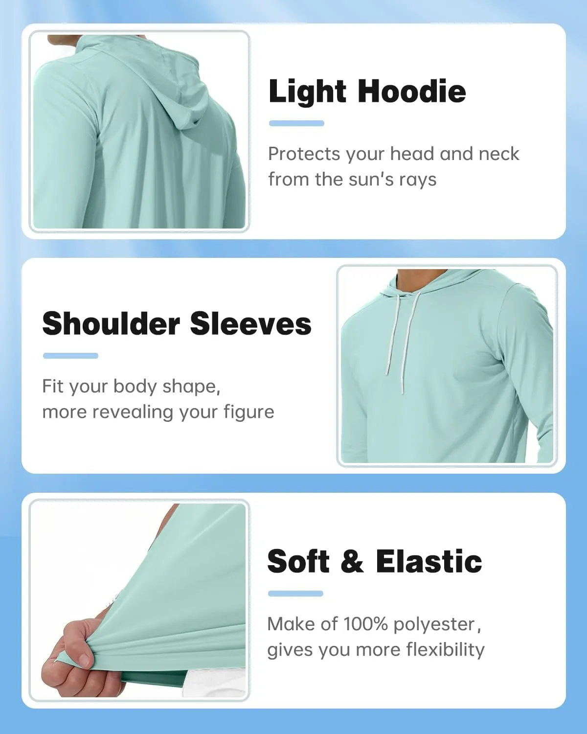 AIMPACT Men's Sun Protection Shirts UV SPF UPF 50  Long Short Sleeve Hoodie Rash Guard Fishing Swimming Shirt Lightweight