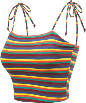 Allegra K Women's Cami Tube Top Tie Spaghetti Straps Sleeveless Summer Crop Tops