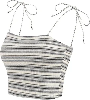 Allegra K Women's Cami Tube Top Tie Spaghetti Straps Sleeveless Summer Crop Tops