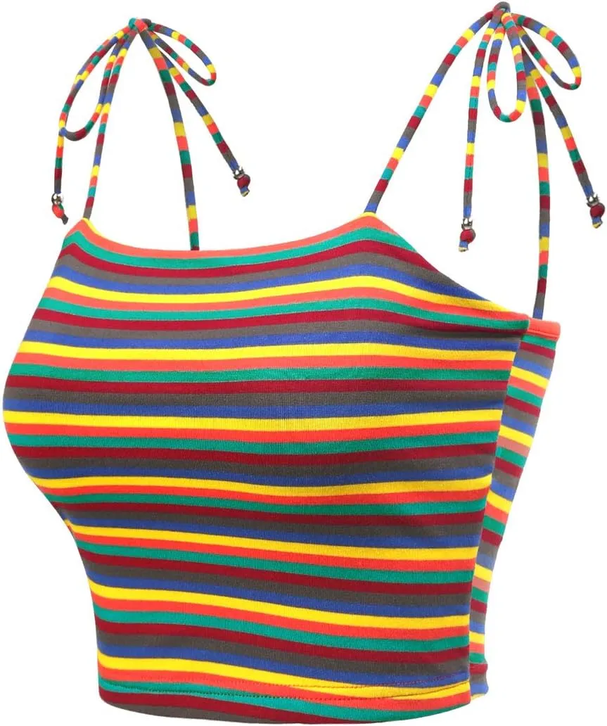 Allegra K Women's Cami Tube Top Tie Spaghetti Straps Sleeveless Summer Crop Tops