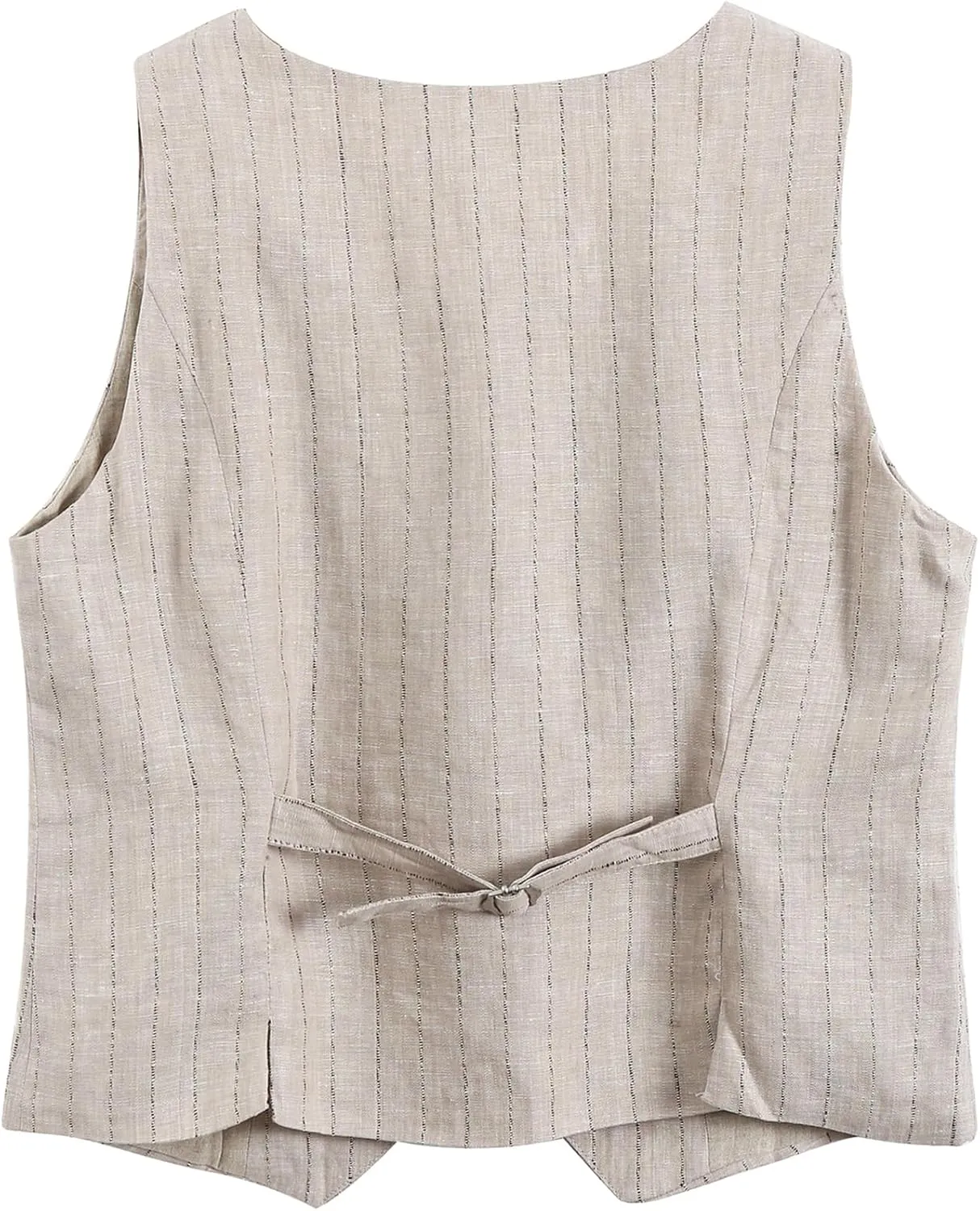 Amazhiyu Womens Pure Linen Sleeveless Button Down Crop Top V Neck Waistcoat Vest