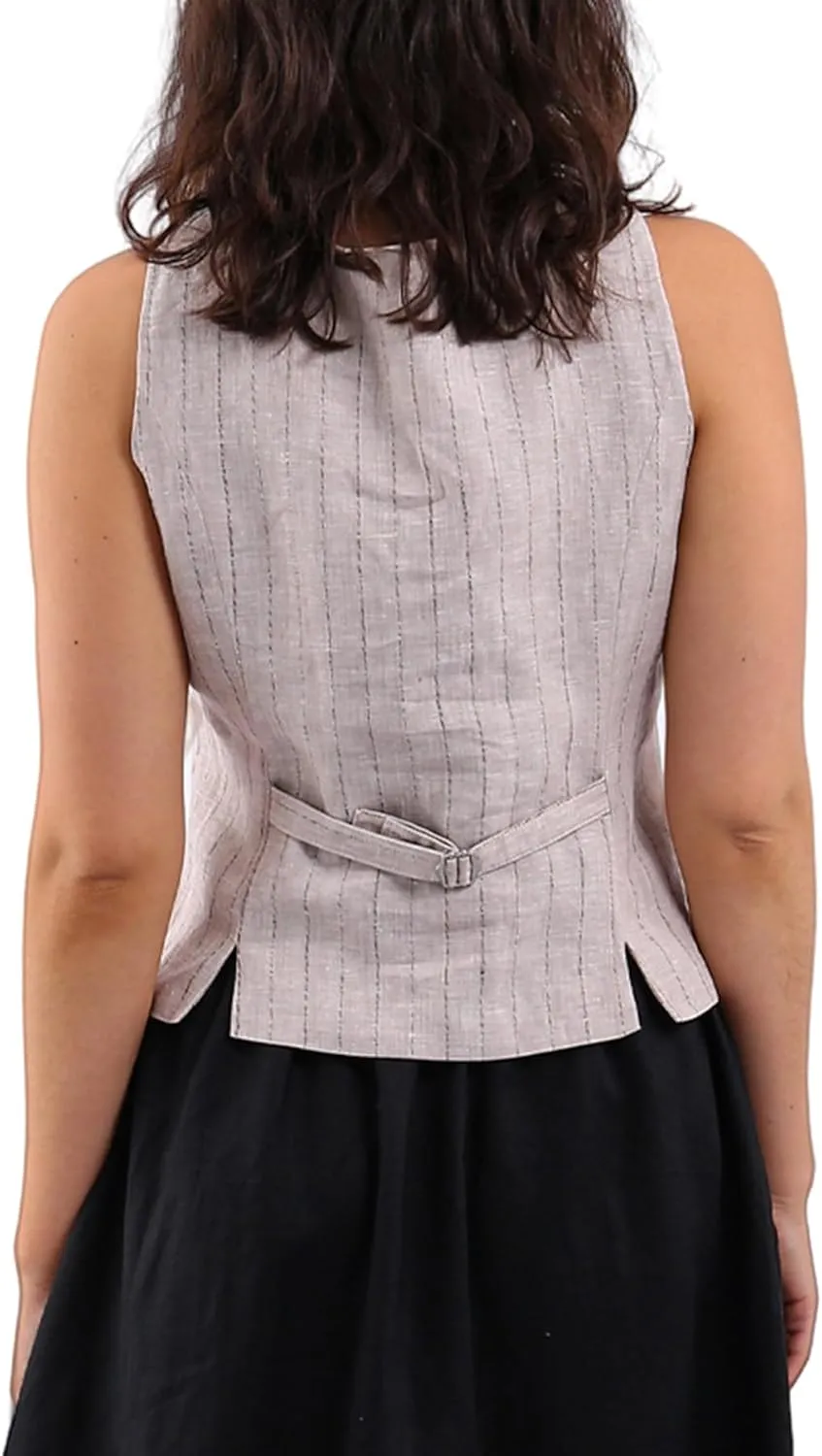 Amazhiyu Womens Pure Linen Sleeveless Button Down Crop Top V Neck Waistcoat Vest