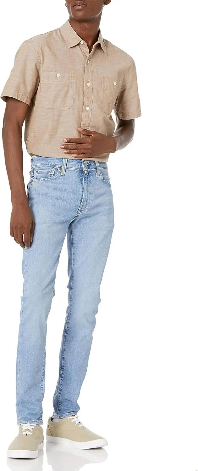 Amazon Essentials Men's Regular-Fit, Short-Sleeve Button-Down Chambray Shirt