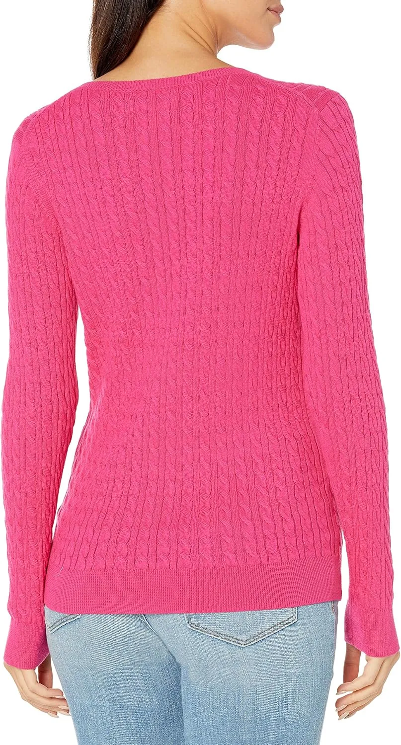Amazon Essentials Women's Lightweight Long-Sleeve Cable Crewneck Sweater (Available in Plus Size)