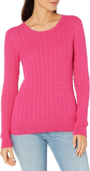 Amazon Essentials Women's Lightweight Long-Sleeve Cable Crewneck Sweater (Available in Plus Size)