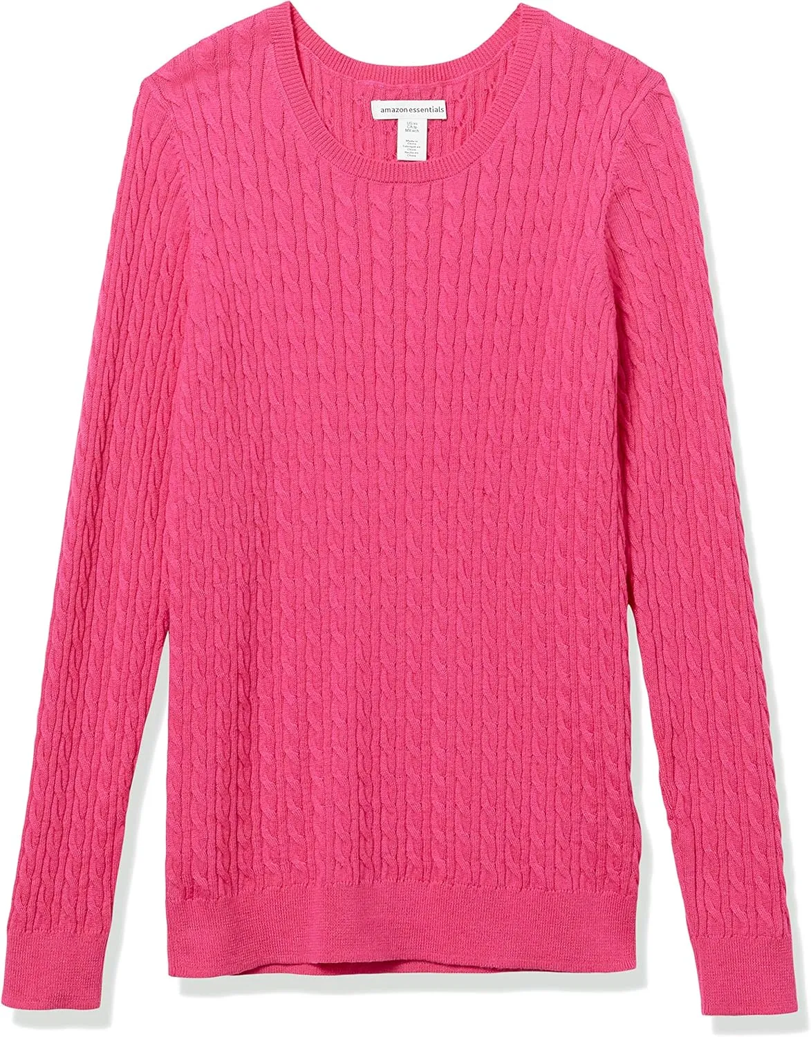 Amazon Essentials Women's Lightweight Long-Sleeve Cable Crewneck Sweater (Available in Plus Size)