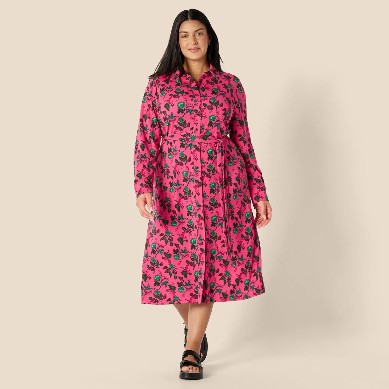 Amazon Essentials Women's Regular-Fit Matte Jersey Midi Length Dress