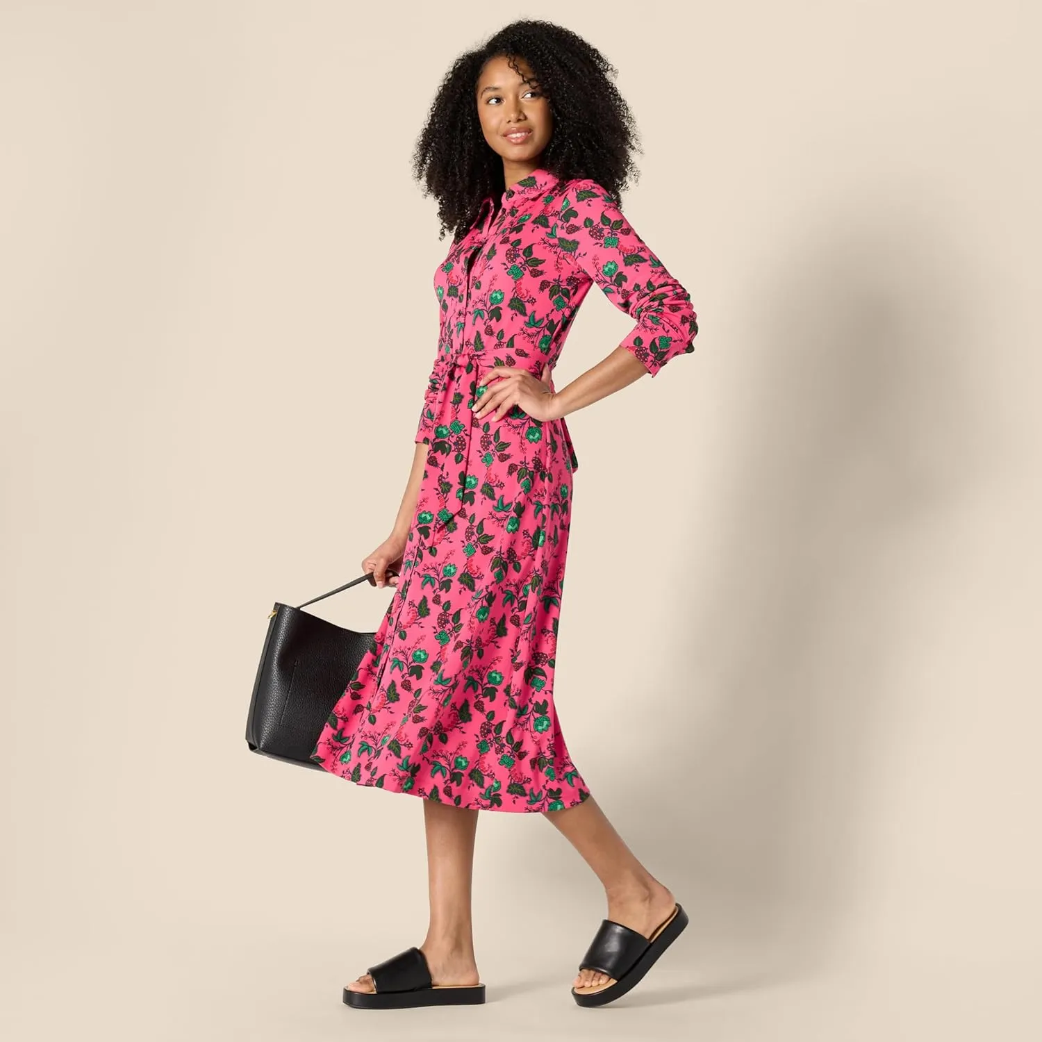 Amazon Essentials Women's Regular-Fit Matte Jersey Midi Length Dress