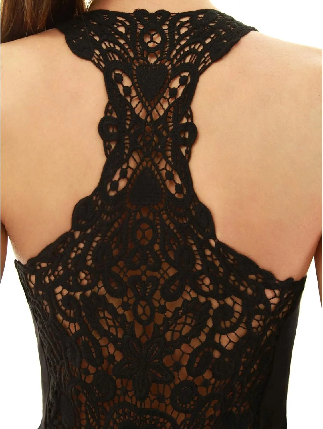 AmlieBoutik Women Scoop Neck Crochet Lace Eyelet Racerback Sleeveless Tank Top