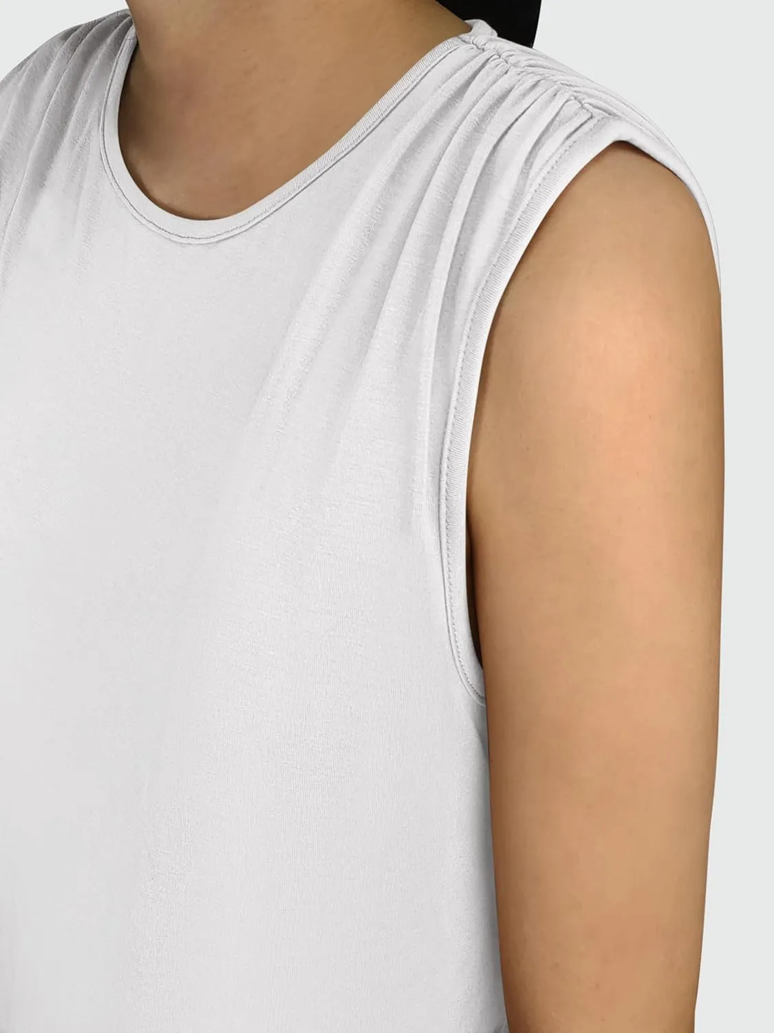 ANRABESS Womens Tank Top Crew Neck Ruched Sleeveless Basic Tanks Casual Summer Tops