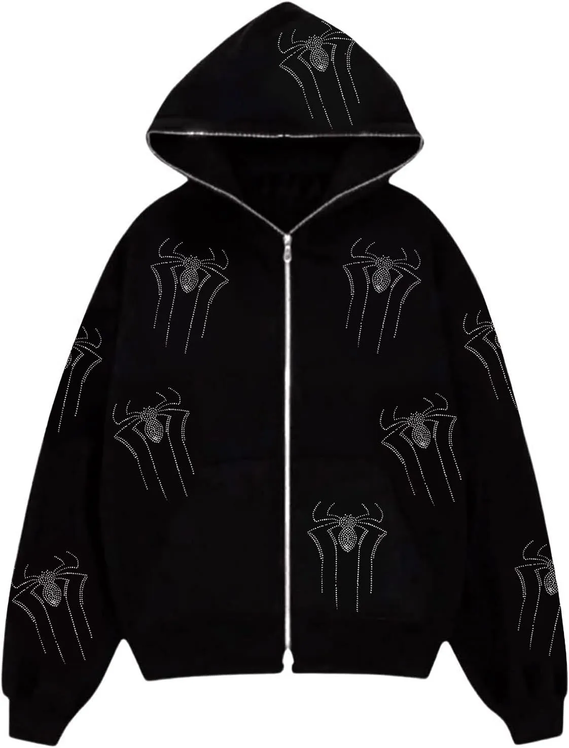Aopwsrlyi Women's Y2K Zip Up Hoodies Gothic Vintage Graphic Print Sweatshirt Oversized Long Sleeve Casual Jackets Streetwear
