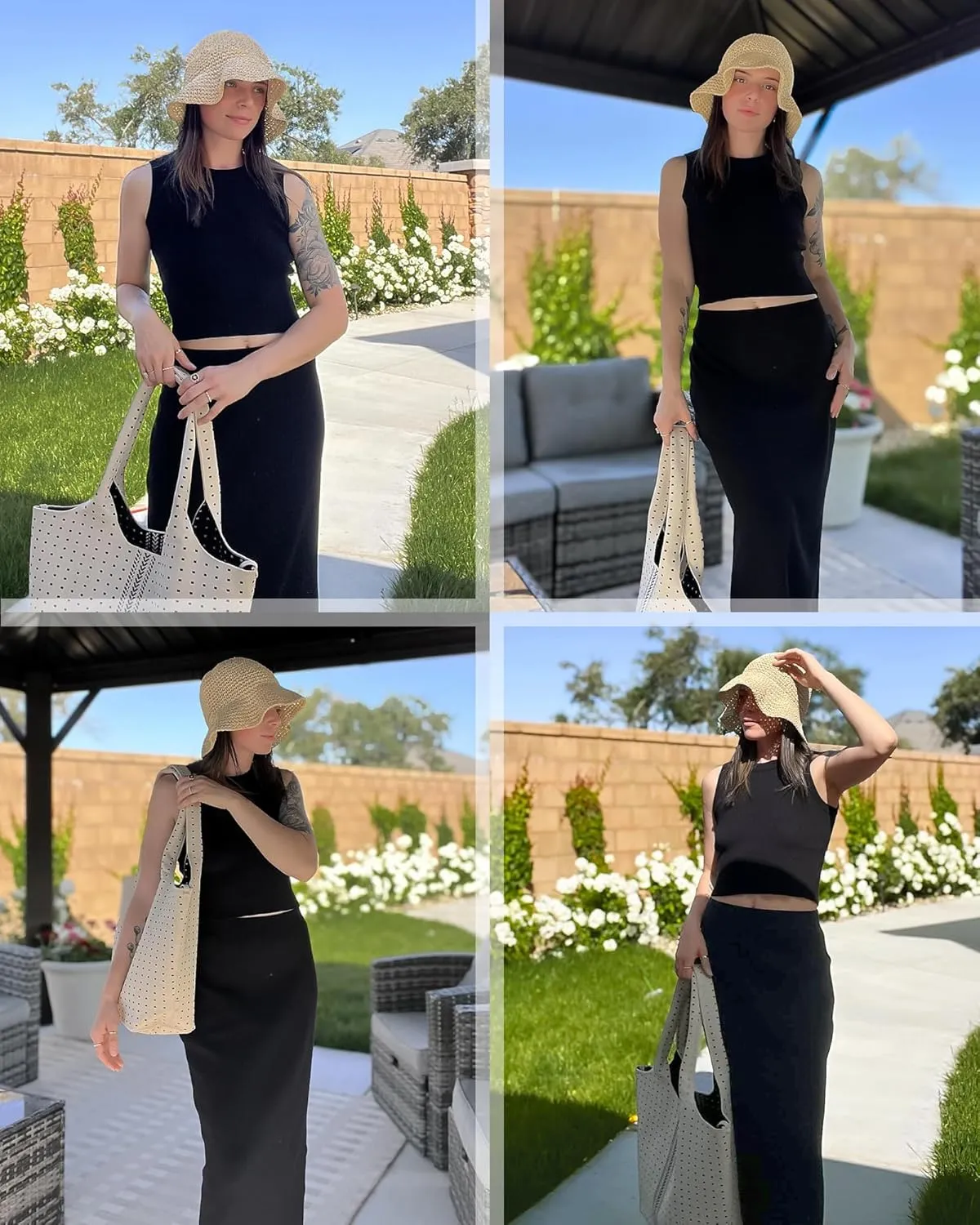 Arach&Cloz Women's Two Piece Sets 2025 Bodycon Dresses Summer Outfits Tank Top and Midi Skirt Suits Sweater