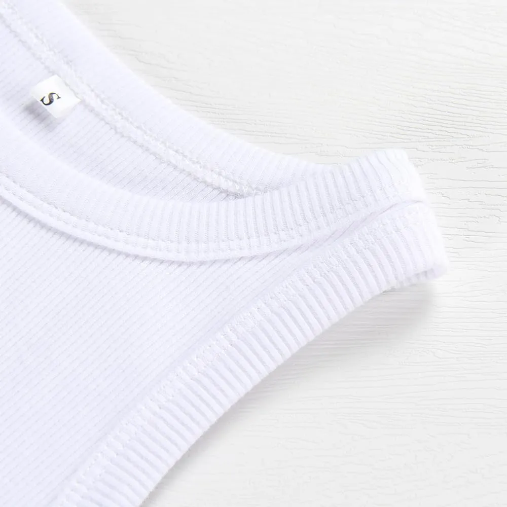 Artfish Women Casual Basic Sleeveless High Neck Rib-Knit Y2k Crop Tank Top