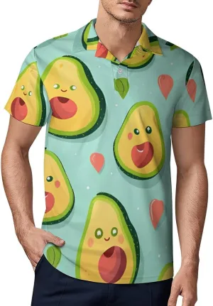 Avocado And Love Men's Polo Shirt Short Sleeve Casual Athletic Quick Dry Golf T-Shirts L