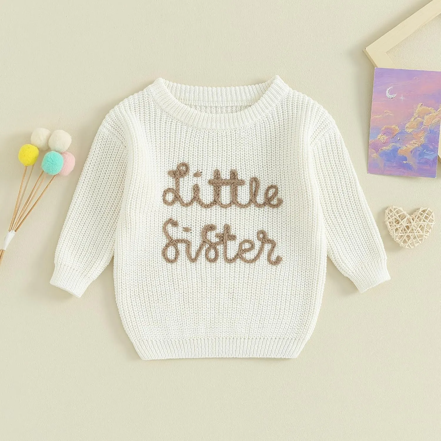 Big Brother Little Brother Matching Outfits Letter Embroidery Knit Sweater Shirt Baby Boy Winter Warm Clothes