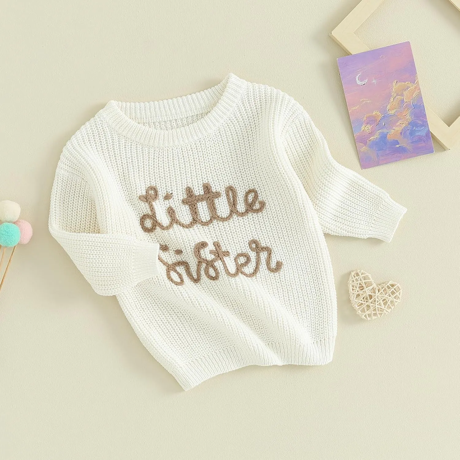 Big Brother Little Brother Matching Outfits Letter Embroidery Knit Sweater Shirt Baby Boy Winter Warm Clothes
