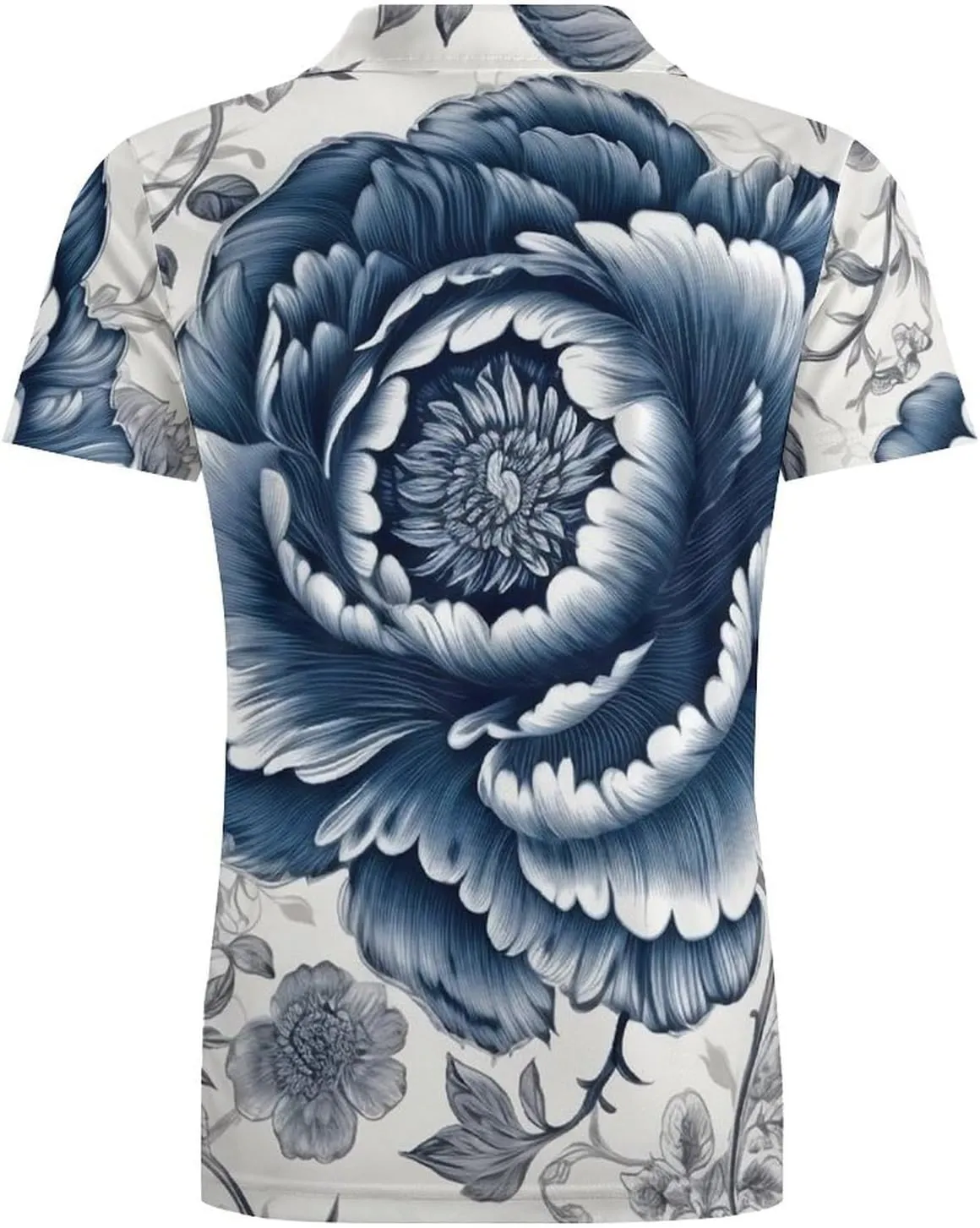 Black White Wolves Pattern Men's Polo Shirts Short Sleeve Blend Performance Fashion Business Casual Collared Shirts