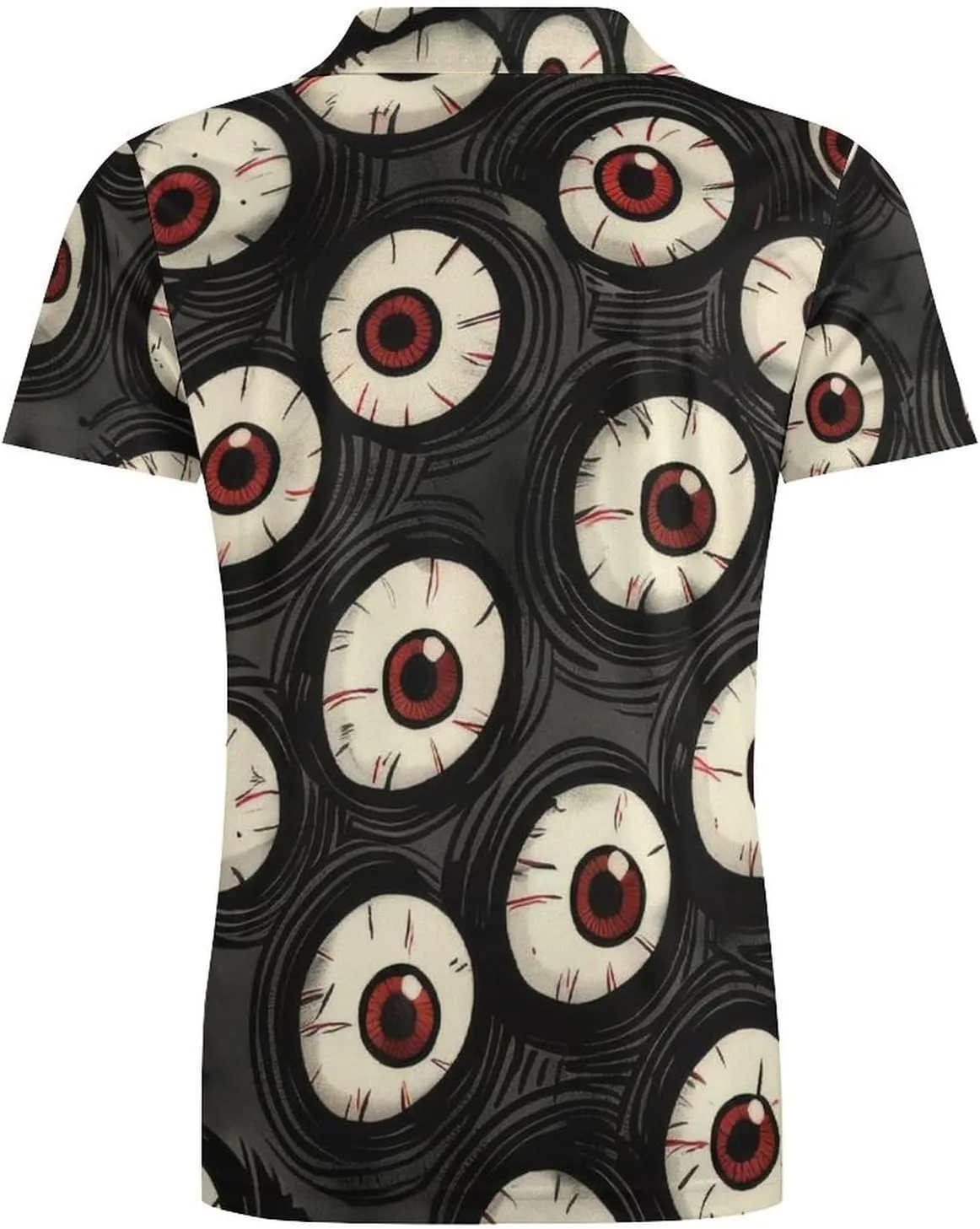 Black White Wolves Pattern Men's Polo Shirts Short Sleeve Blend Performance Fashion Business Casual Collared Shirts