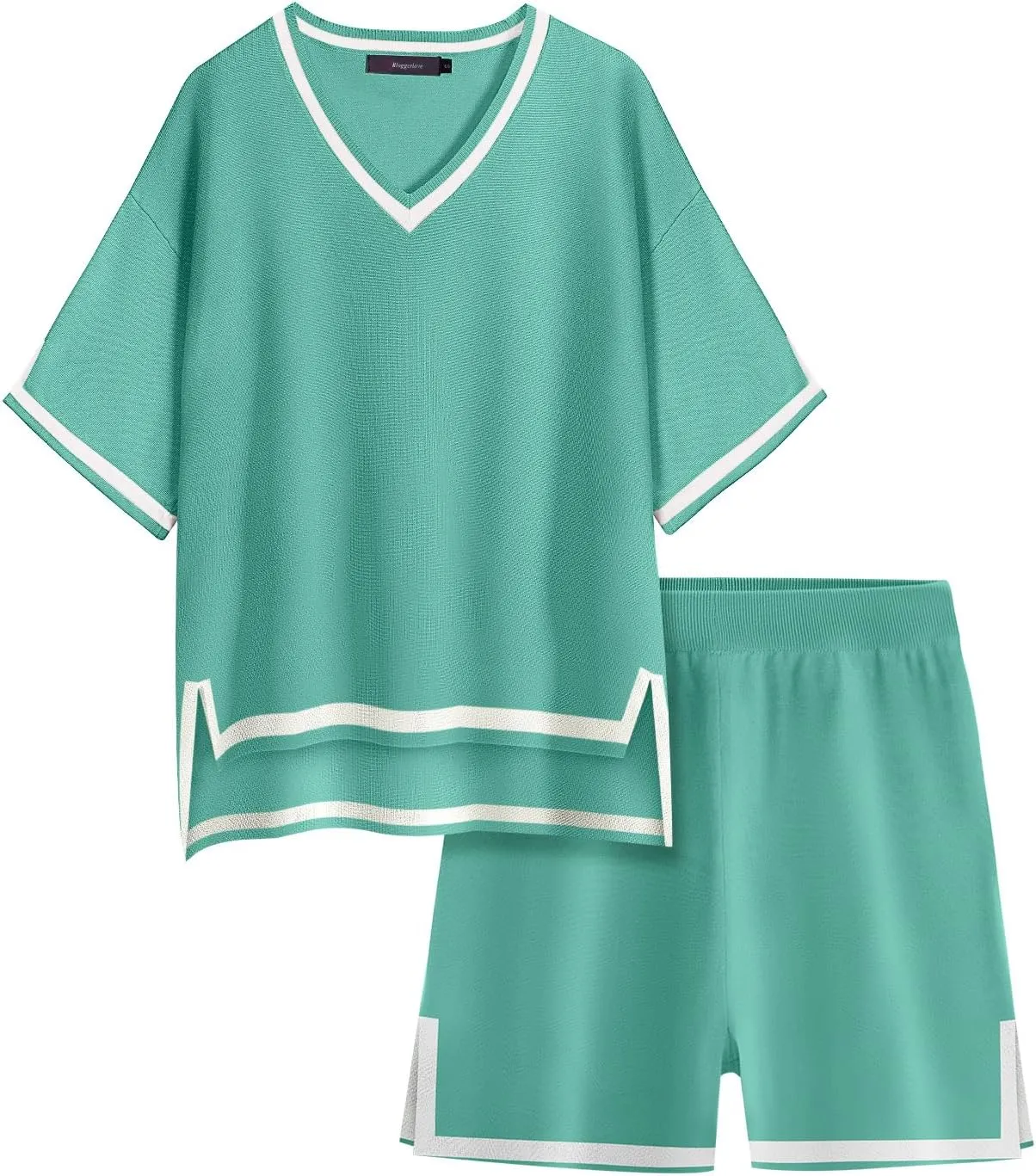 Bloggerlove Women Lightweight Knit Short Sets 2 Piece Lounge Sets Sweater Set for Women