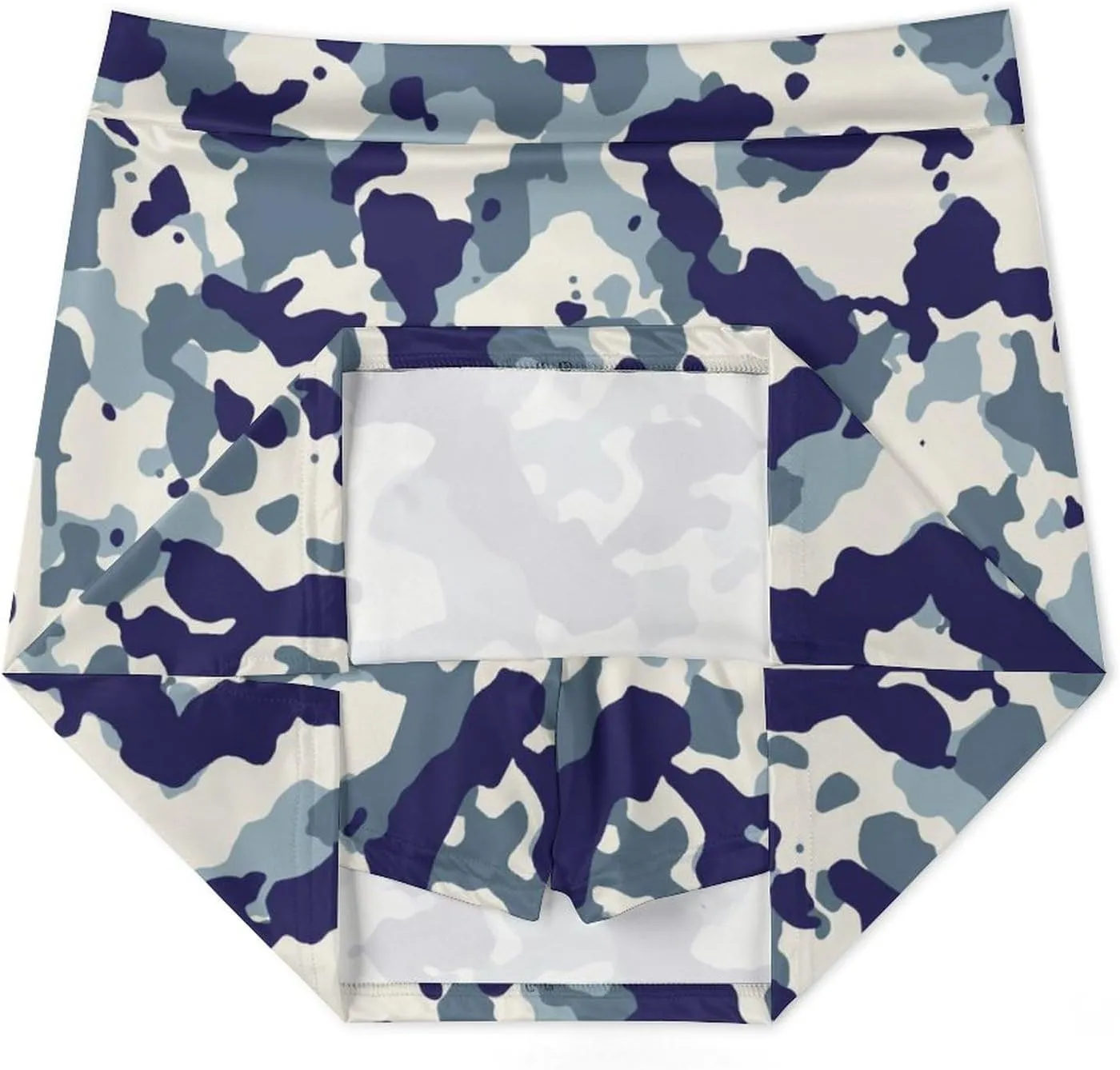 Blue and White Camouflage Women's Mini Tennis Skirt with Shorts Underneath Athletic Workout Cute Skorts