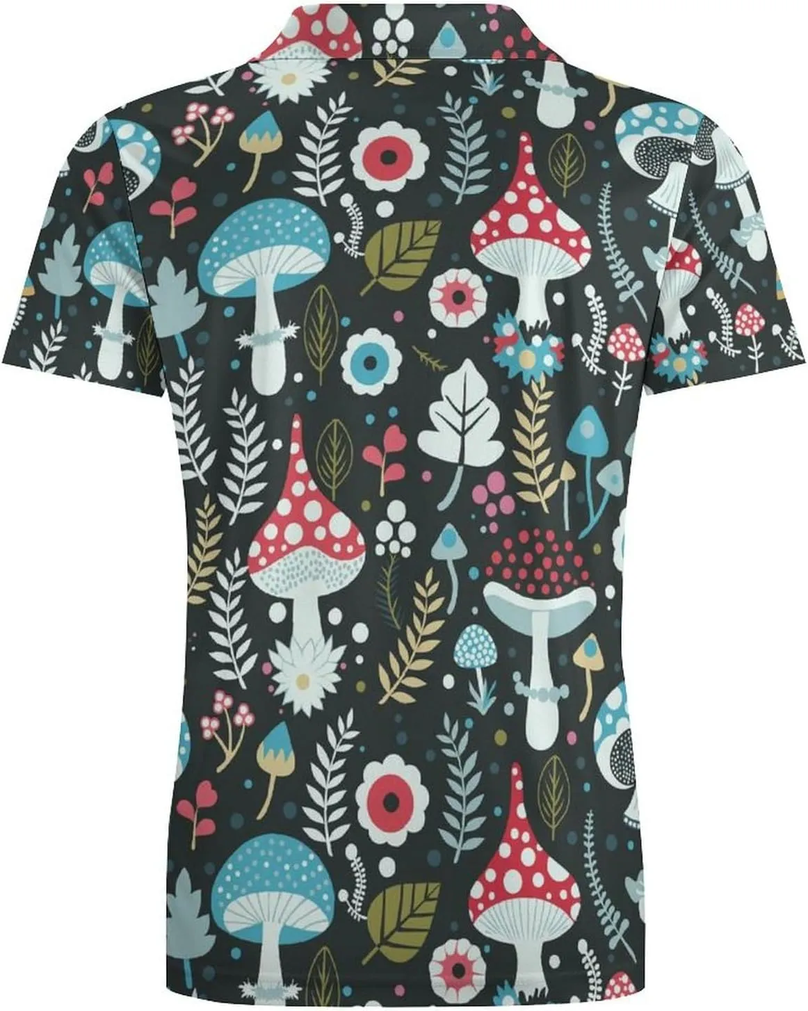 Blue Yellow Floral Rose Pattern Men's Short Sleeve Classic Fit Performance Moisture Wicking Polo (Available in Big & Tall)