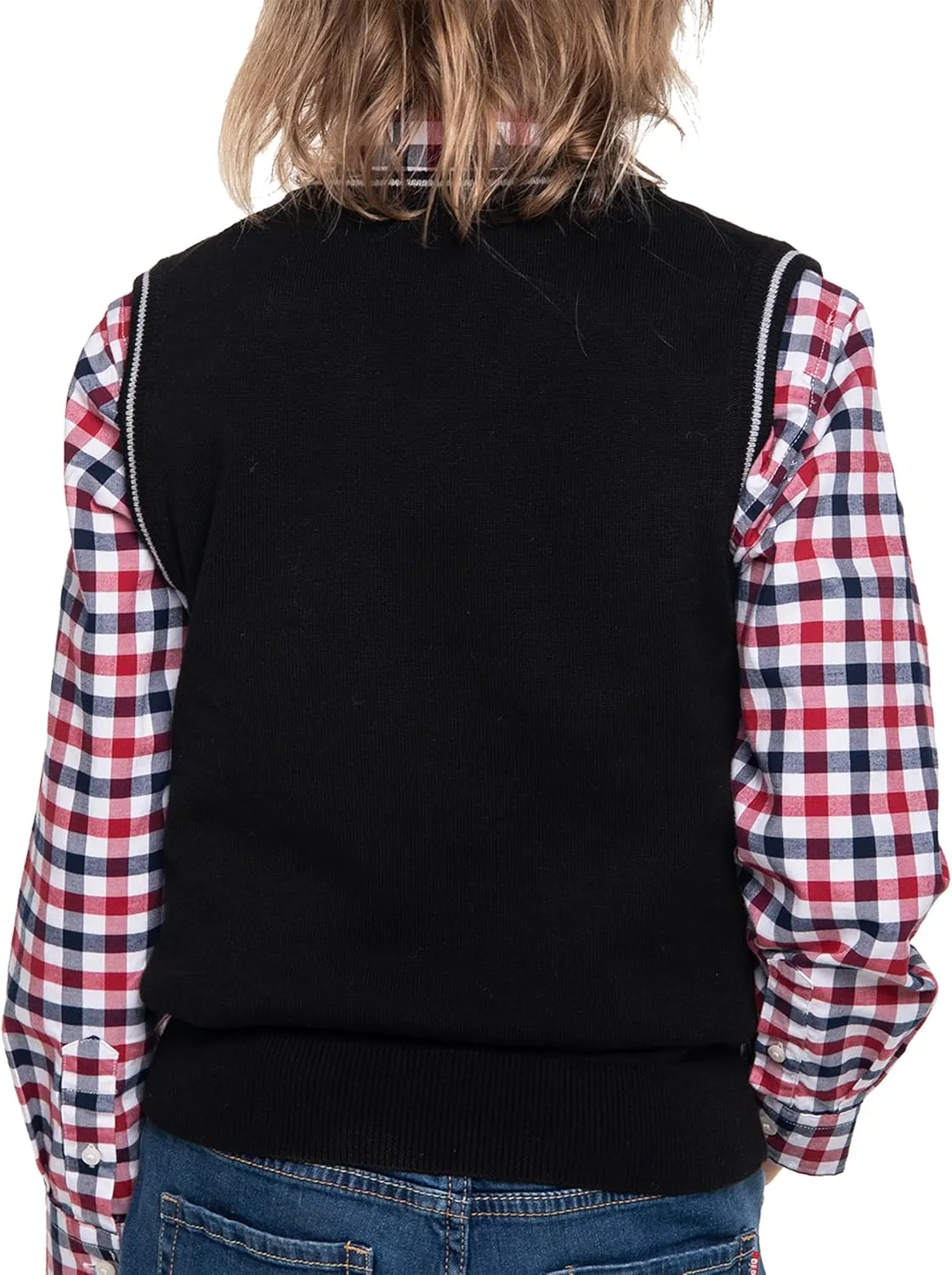 BOBOYOYO Boys Argyle Sweater Vest 100% Cotton V-Neck Vest Kids Uniform Sleeveless Sweaters for Children 5-12Y