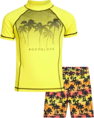 Body Glove Boys Rash Guard Set - UPF 50  Swim Shirt and Bathing Suit Trunks - Swimwear Set for Boys (4-12)