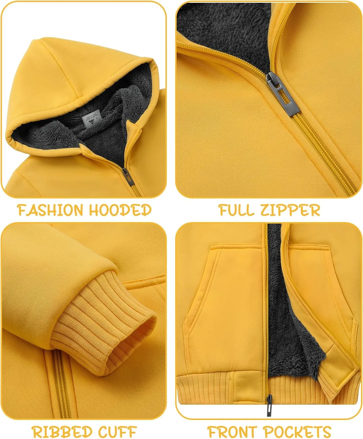 Boys Fleece Jacket Sherpa Lined Zip Up Hoodie Casual Long Sleeve Sweatshirt Warm Jacket 6-15Years (Girls/Kids)