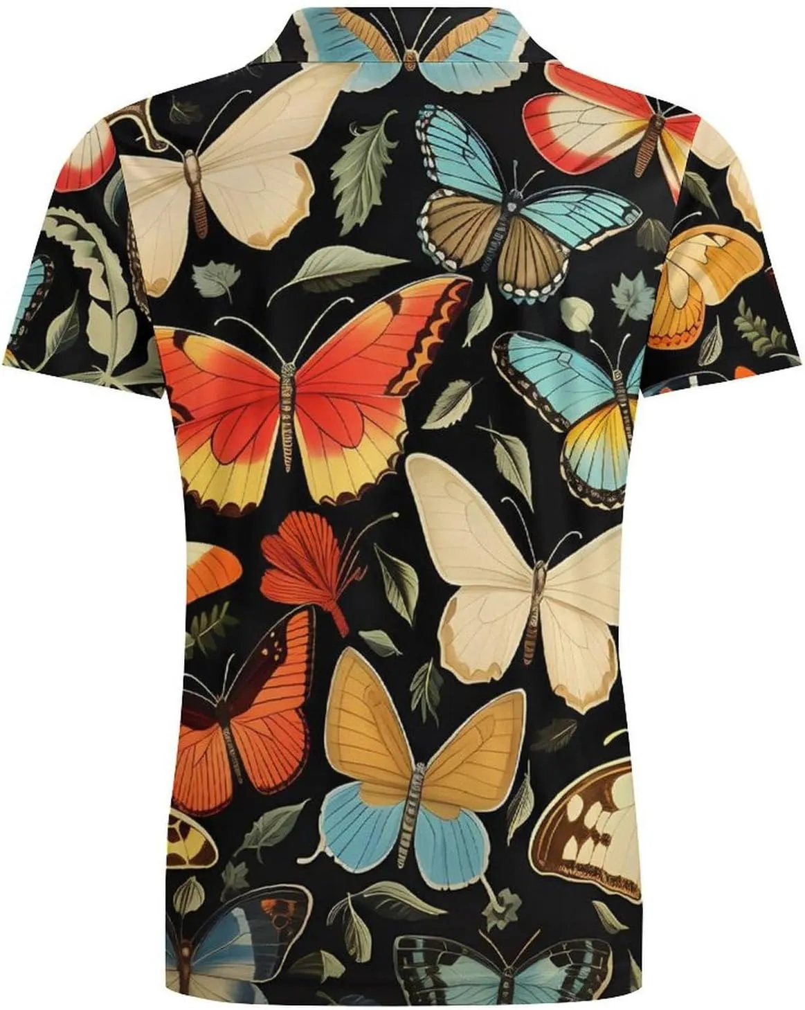 Butterfly Pattern Men's Polo Shirt Short Sleeve Casual Athletic Quick Dry Golf T-Shirts