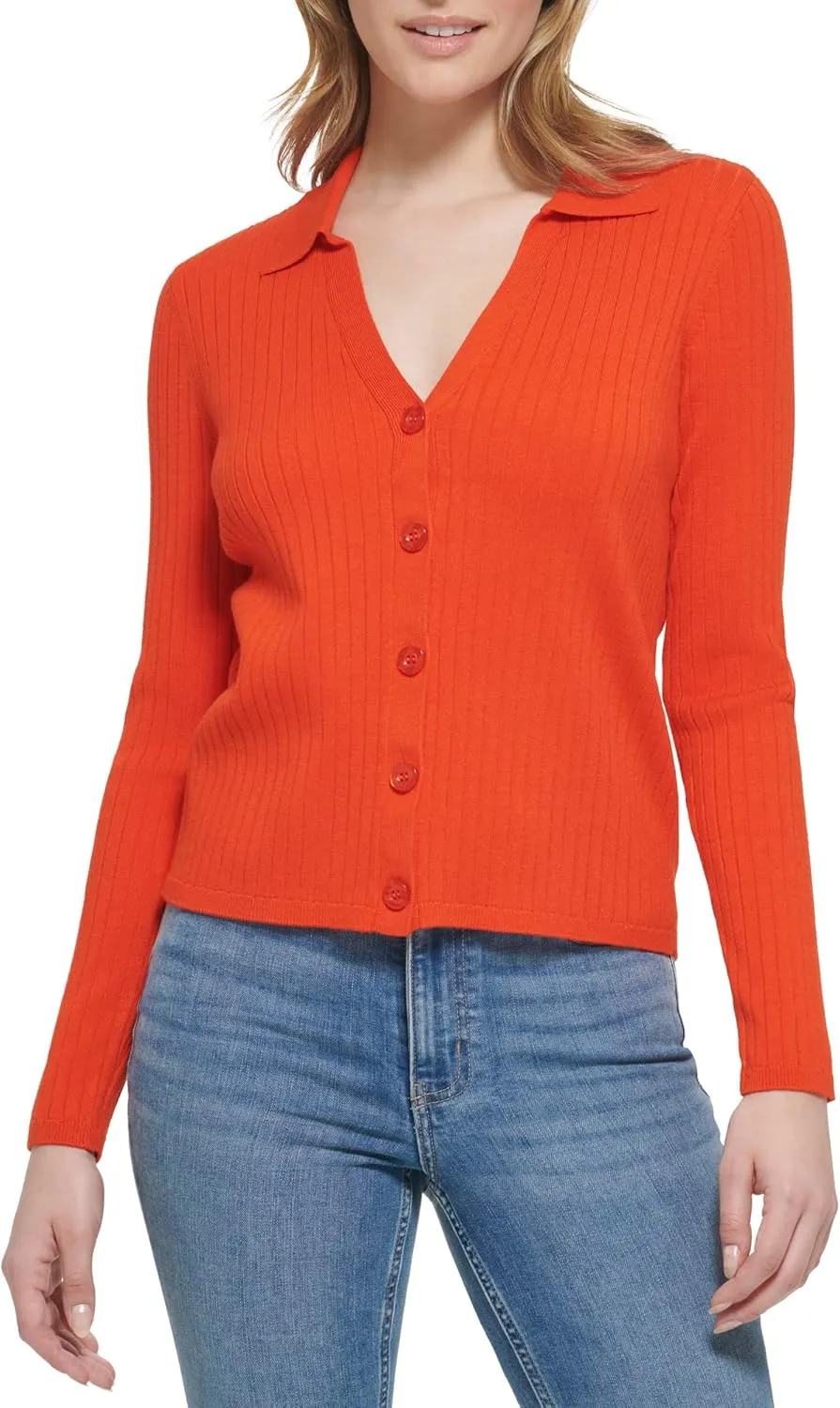 Calvin Klein Women's Rib Cardi Button Front