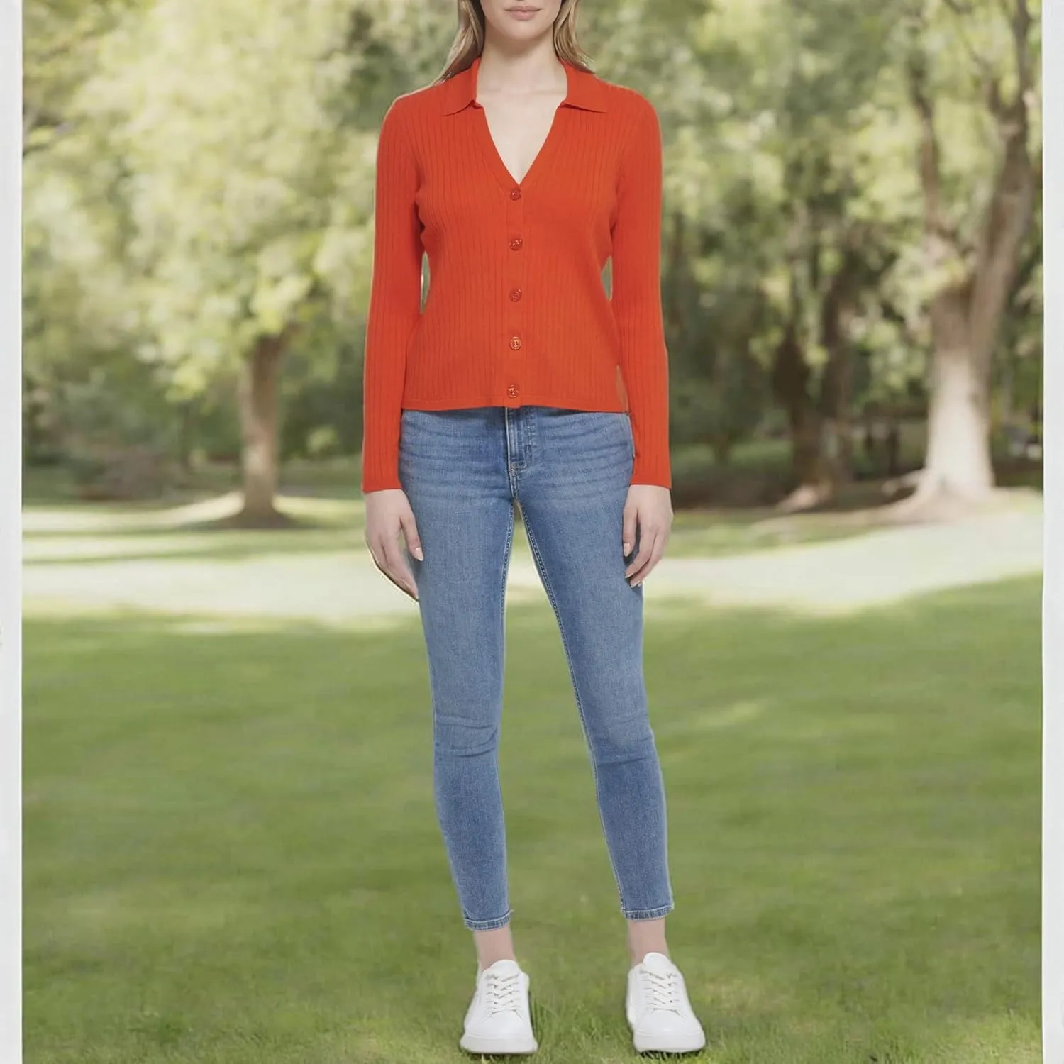 Calvin Klein Women's Rib Cardi Button Front