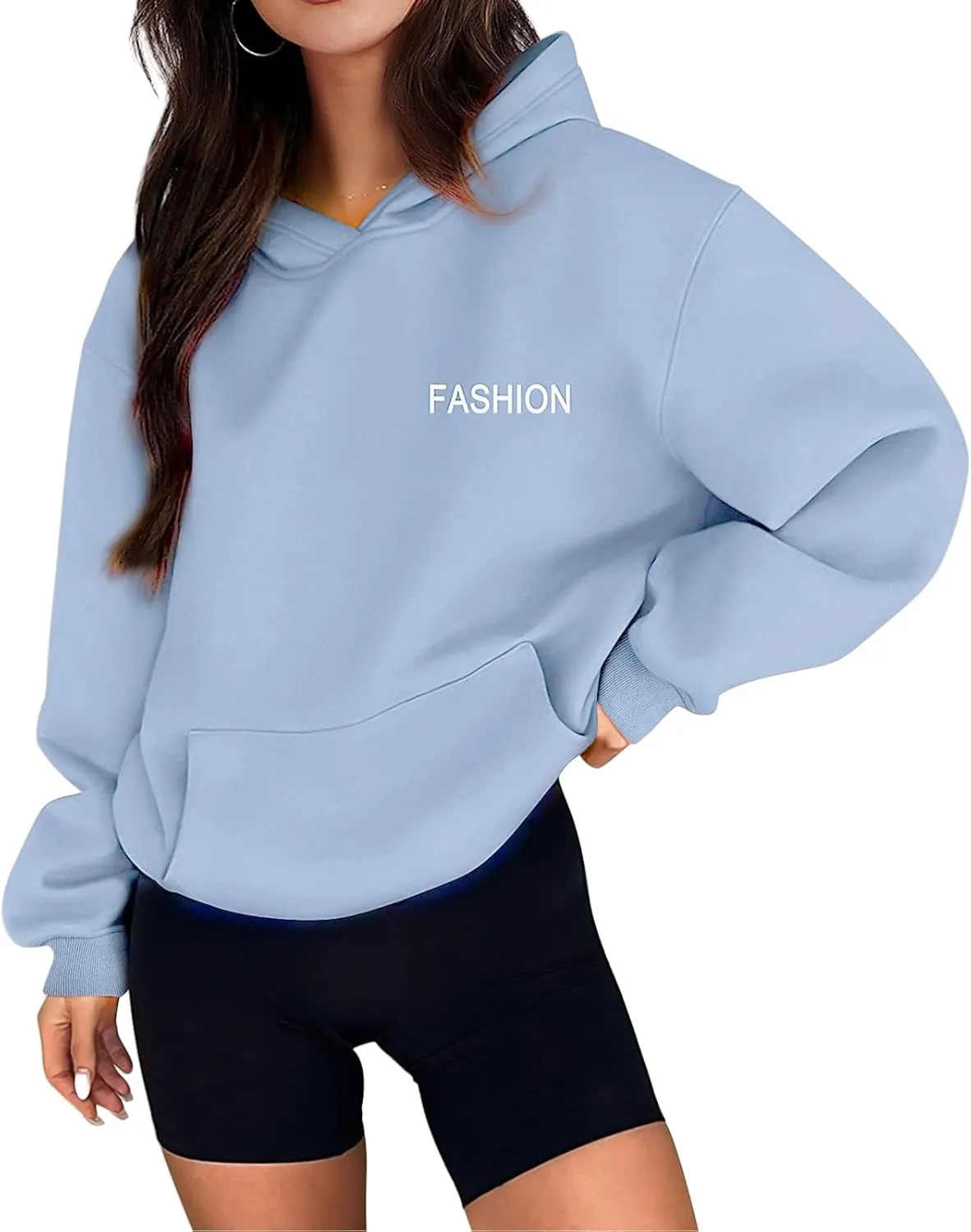 Canbebig Oversized Hoodies for Women Letter Printed Pullover Sweatshirts Long Sleeve Shirts with Pockets Fashion Clothes