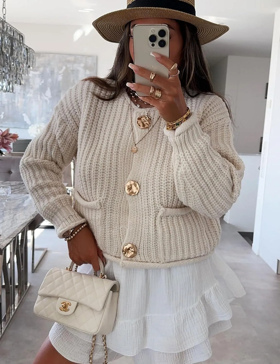 Cardigan Sweaters for Women Sweaters Womens Knit Cardigan Long Sleeve Open Front Button Down Jacket with Pockets