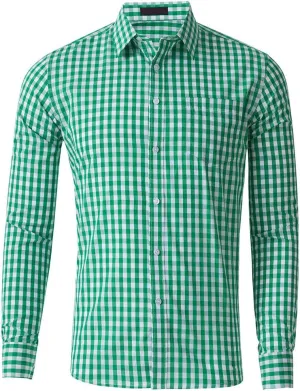 CATERTO Men Plaid Cotton Casual Slim Fit Long Sleeve Button Down Dress Shirts