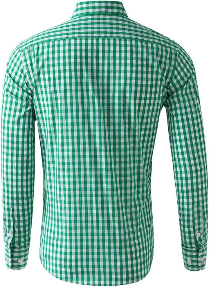 CATERTO Men Plaid Cotton Casual Slim Fit Long Sleeve Button Down Dress Shirts