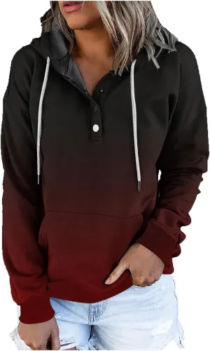 Ceboyel Button Collar Hoodies For Women Solid Color Cute Sweatshirts Long Sleeve Pullover Tops Trendy Fall Fashion 2023