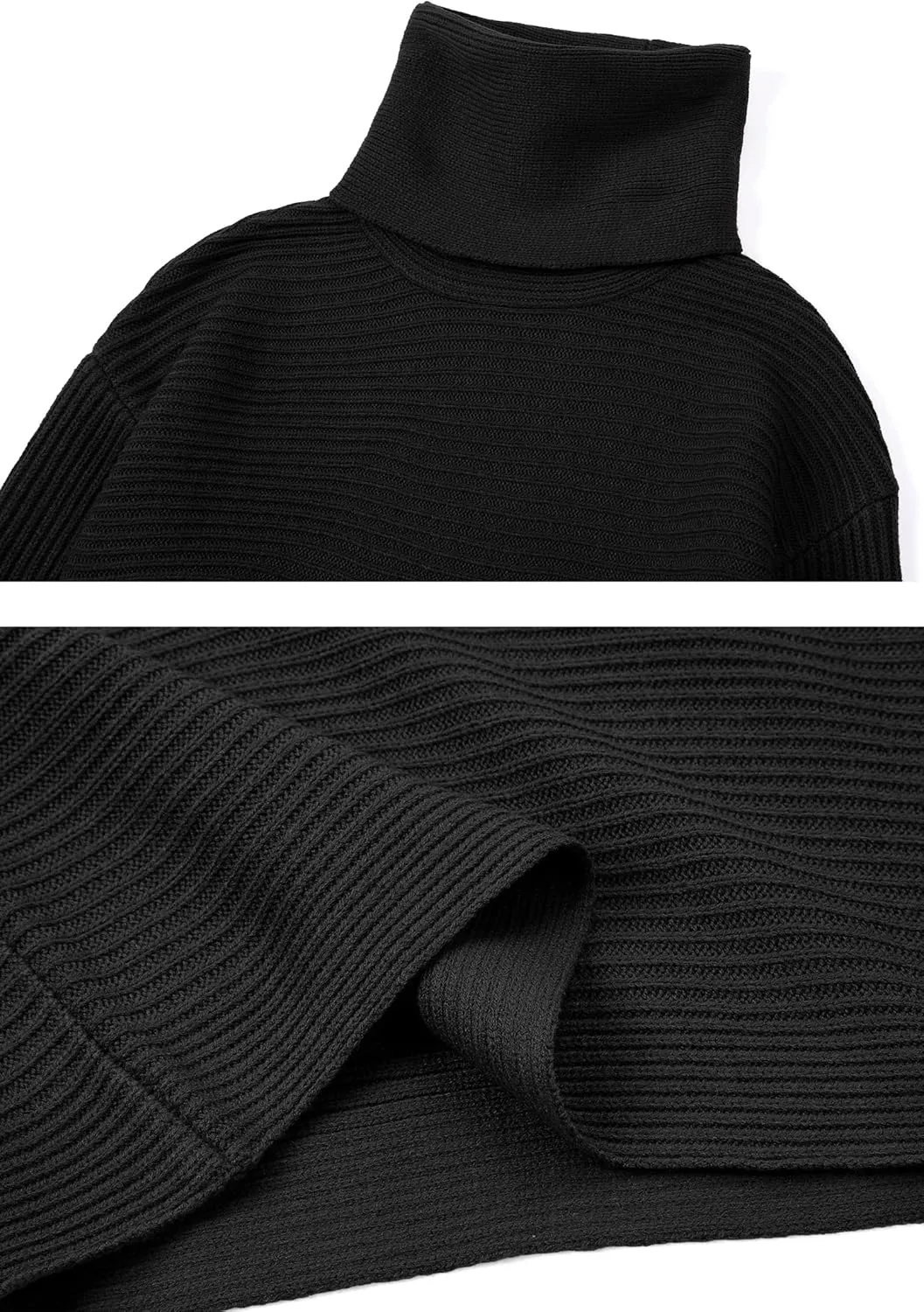 chouyatou Women's Turtleneck 2 Piece Outfits Ribbed Knit Sweater Midi Pencil Skirt Set