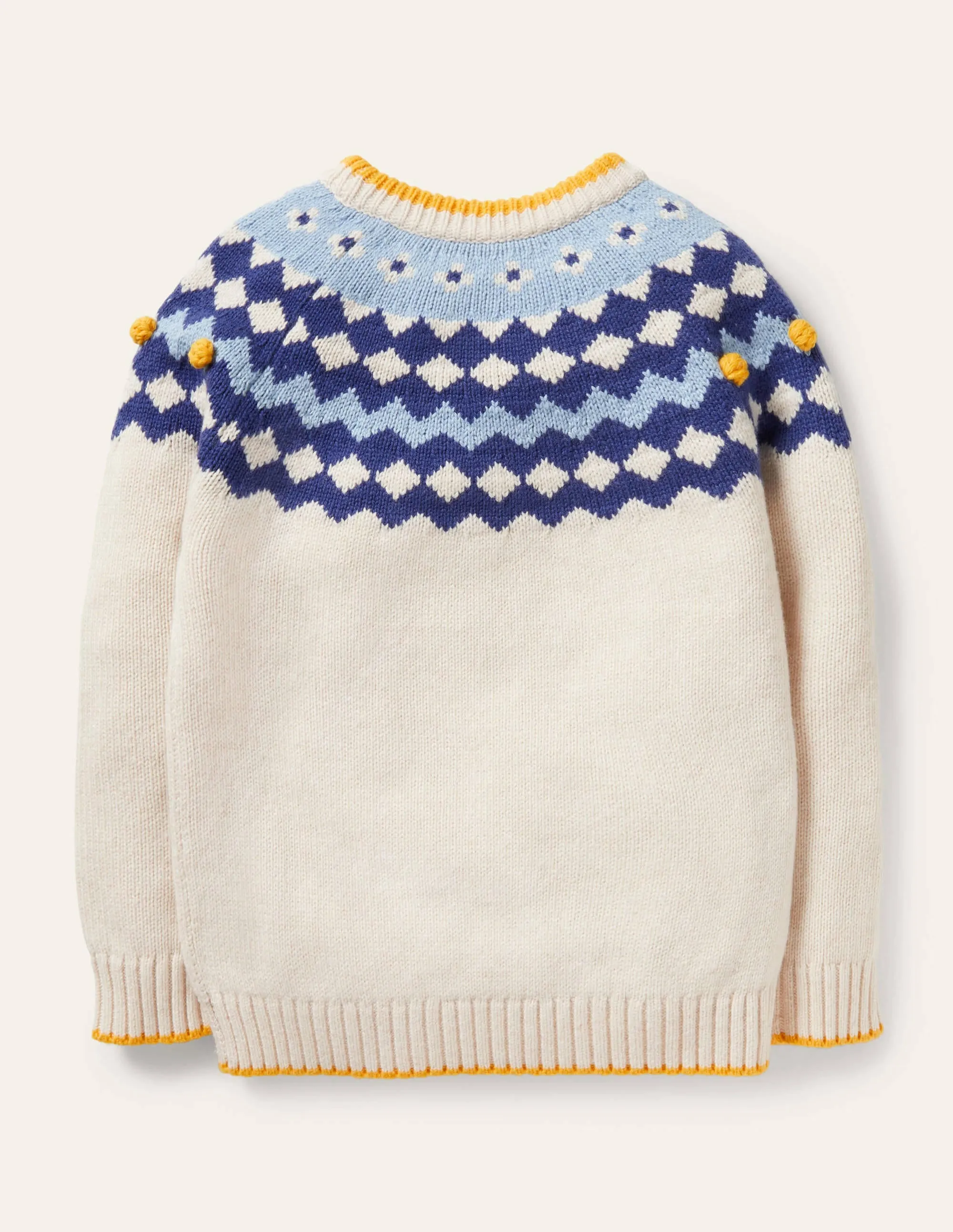 Chunky Fair Isle Crew Jumper-Ecru Marl Fair Isle