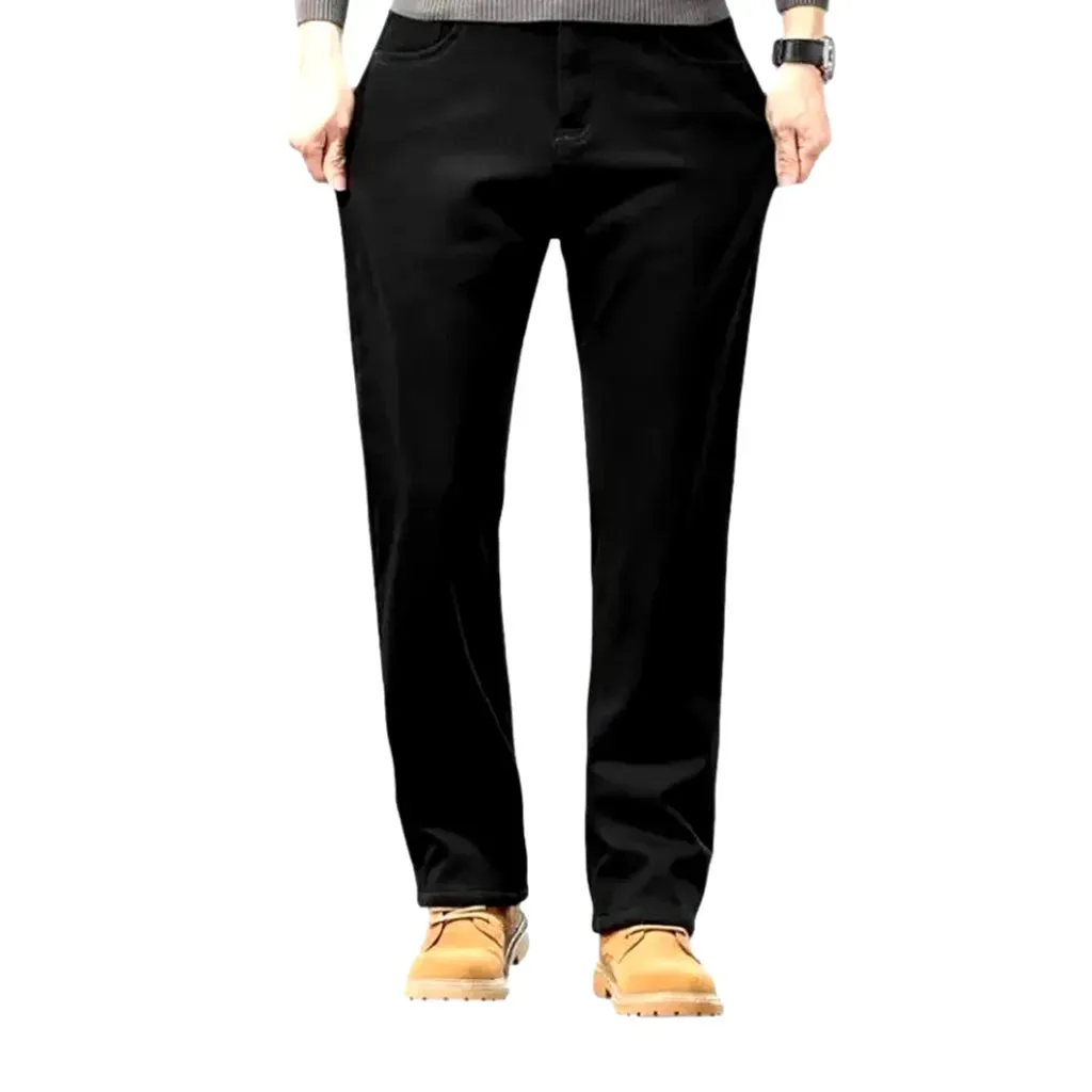 Classic single color mid-rise men's jeans