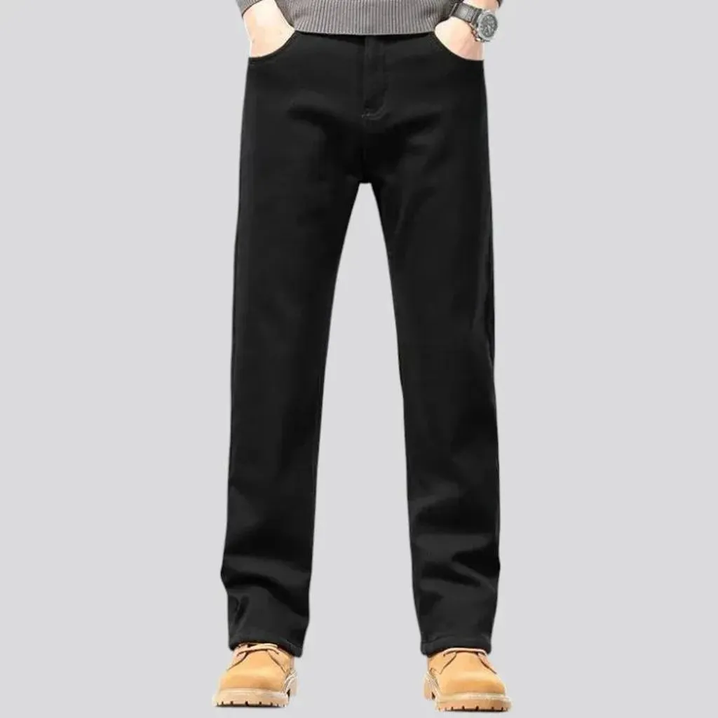 Classic single color mid-rise men's jeans