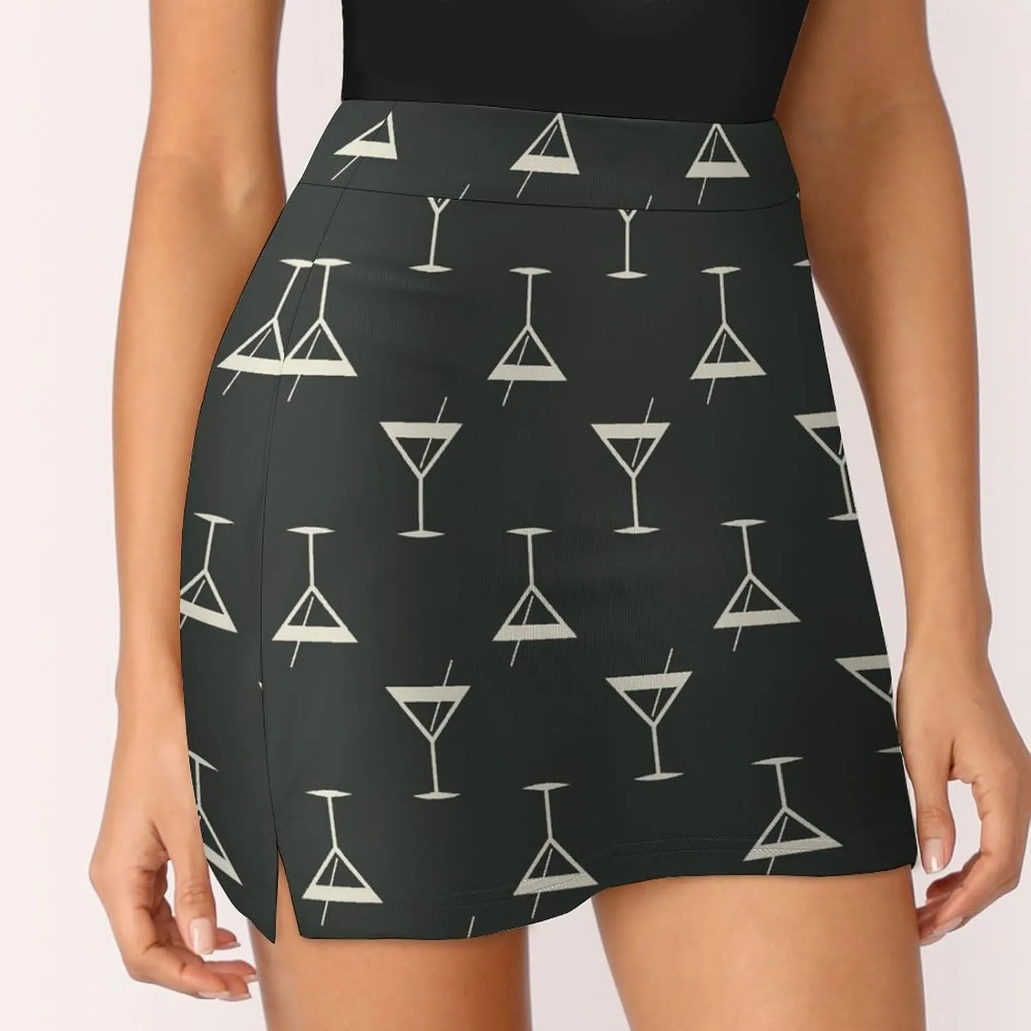 Cocktail Drinks Women's Mini Tennis Skirt with Shorts Underneath Athletic Workout Cute Skorts