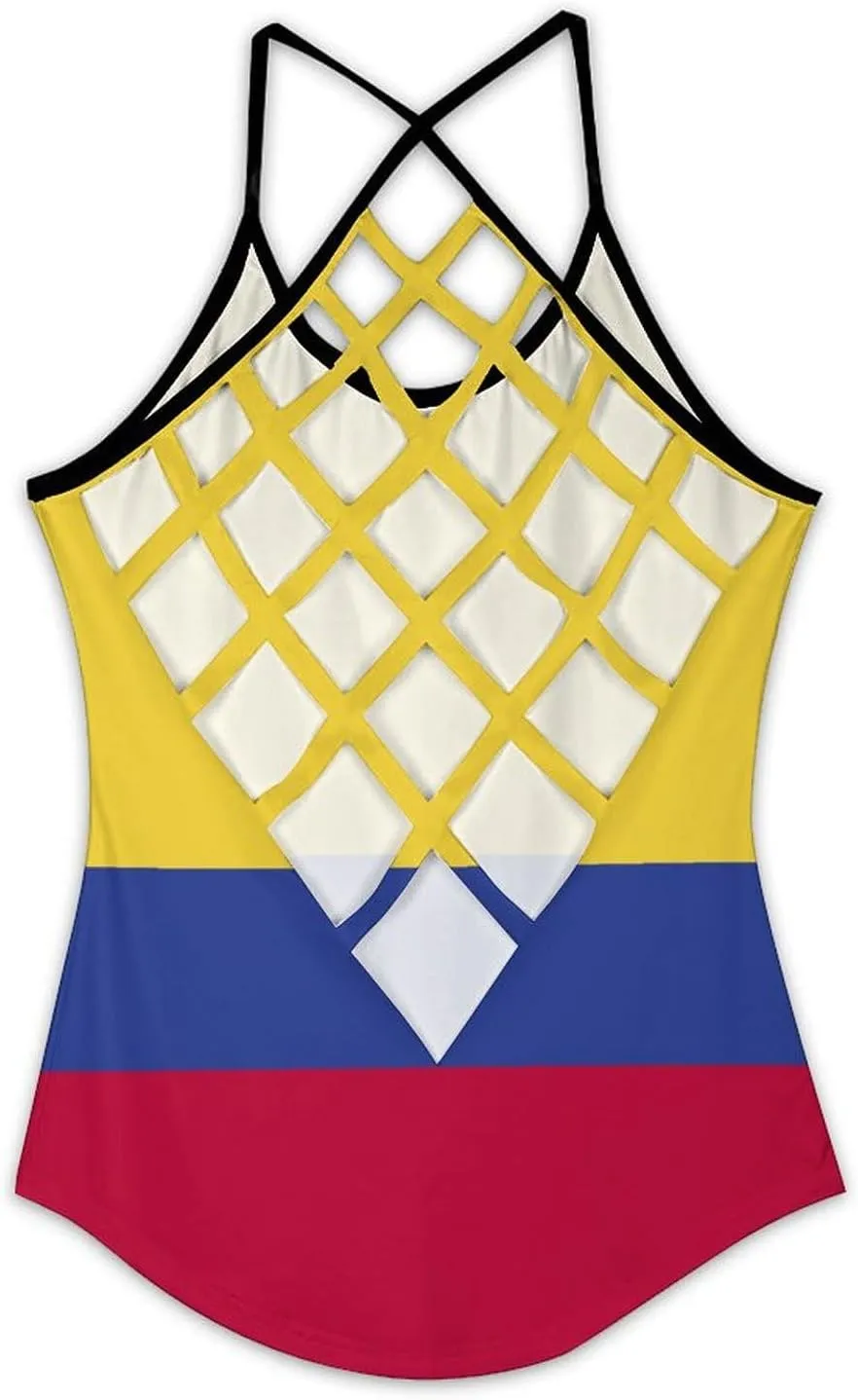 Colombia Flag V-Neck T-Shirt for Womens Summer Autumn Winter Creativity Top