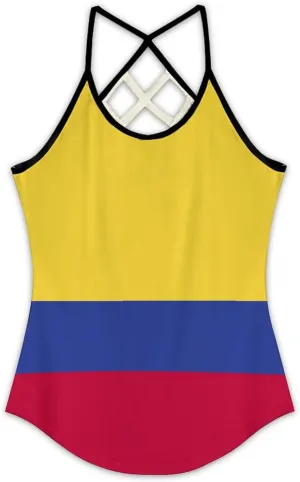 Colombia Flag V-Neck T-Shirt for Womens Summer Autumn Winter Creativity Top